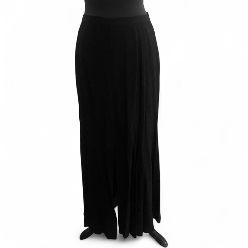 VINTAGE 90’S BETSEY JOHNSON BLACK PULL ON FRONT SLIT MIDI SKIRT SIZE MEDIUM